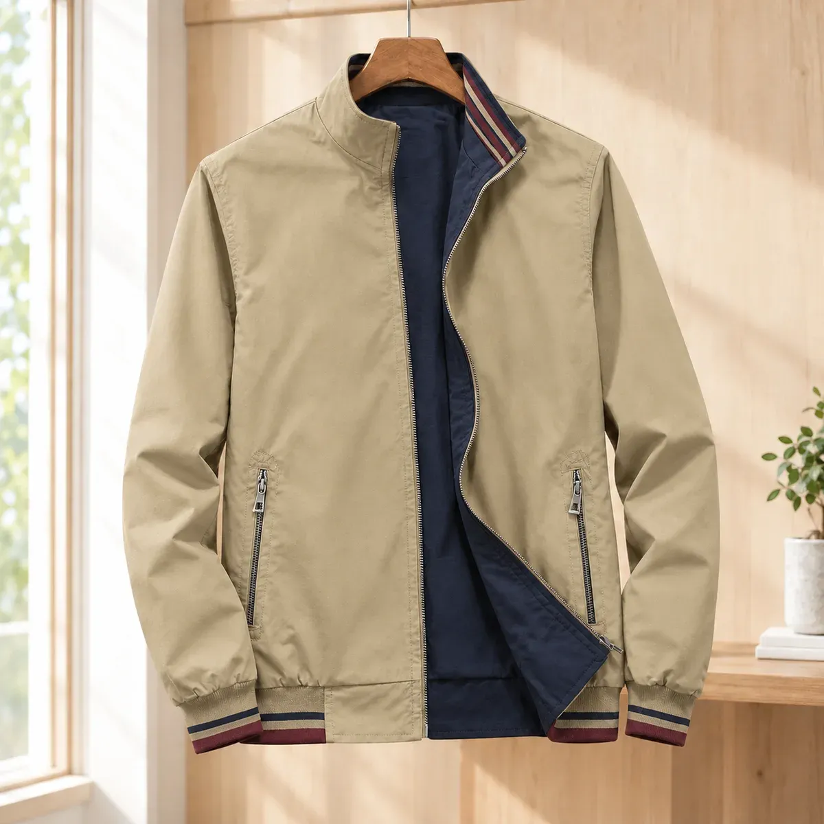 Aurelien Stand Collar Jacket in Khaki