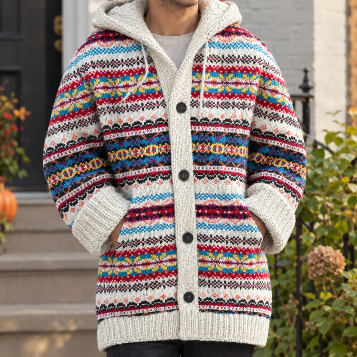 Edmund Hooded Cardigan in White