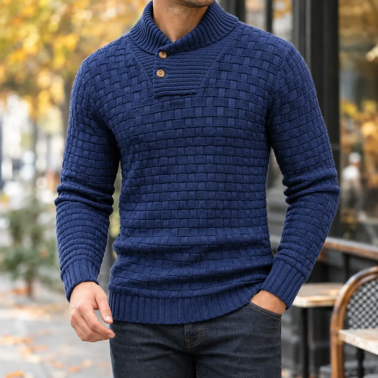Nicholas Shawl Collar Sweater — source gallery photograph 7