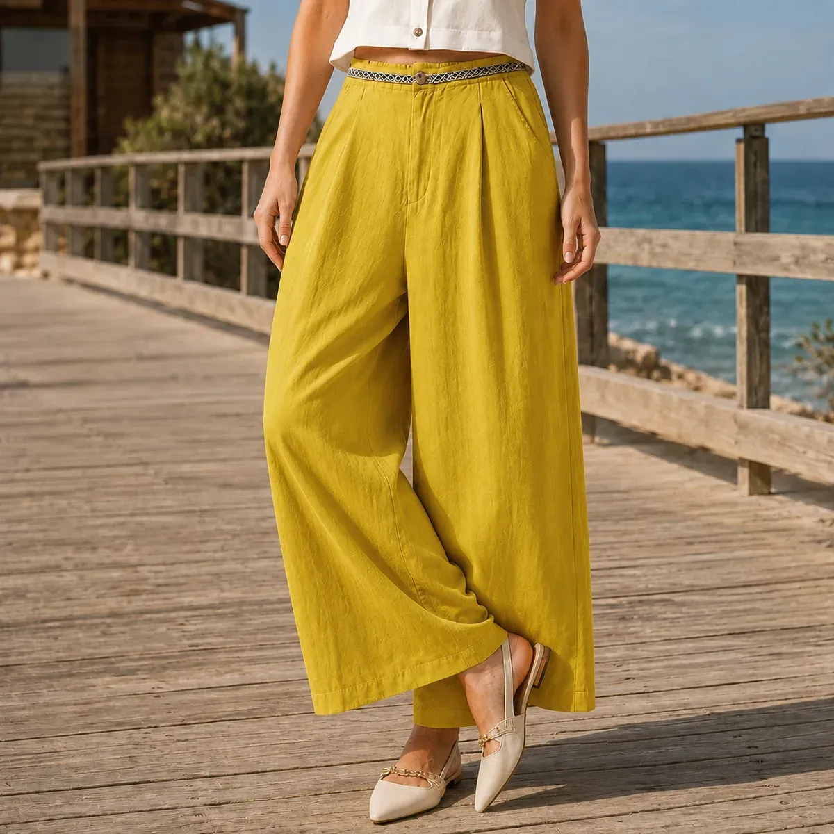 Ingrid Wide Leg Pants in Mustard