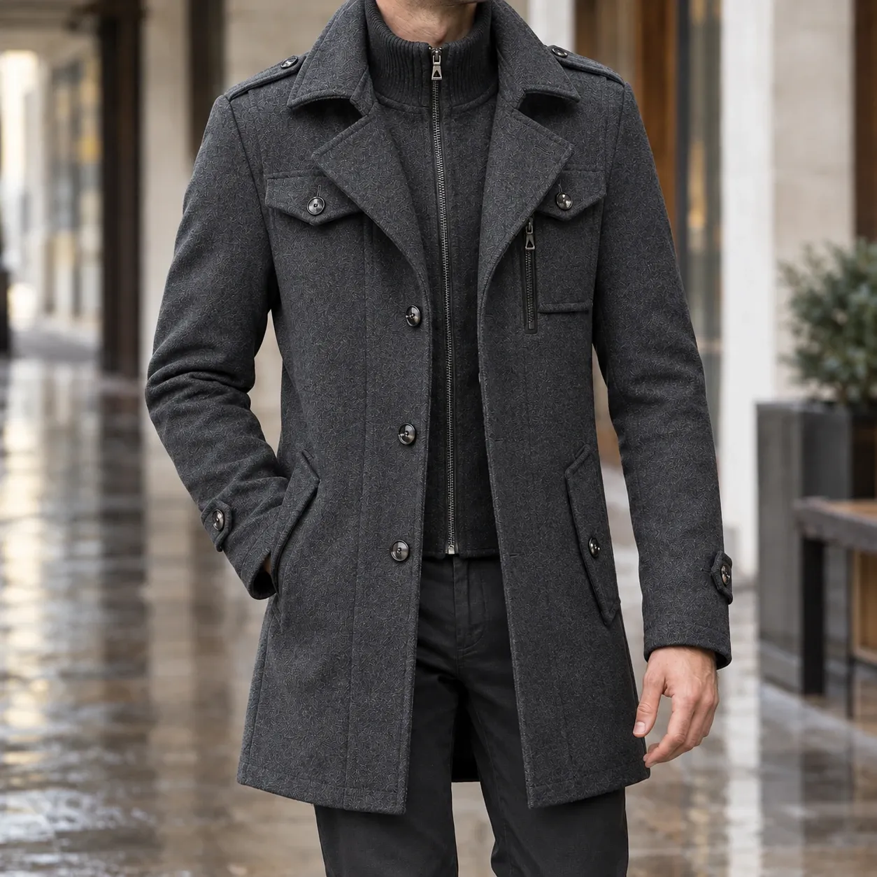 Caspian-Dean Wool Coat — source gallery photograph 3