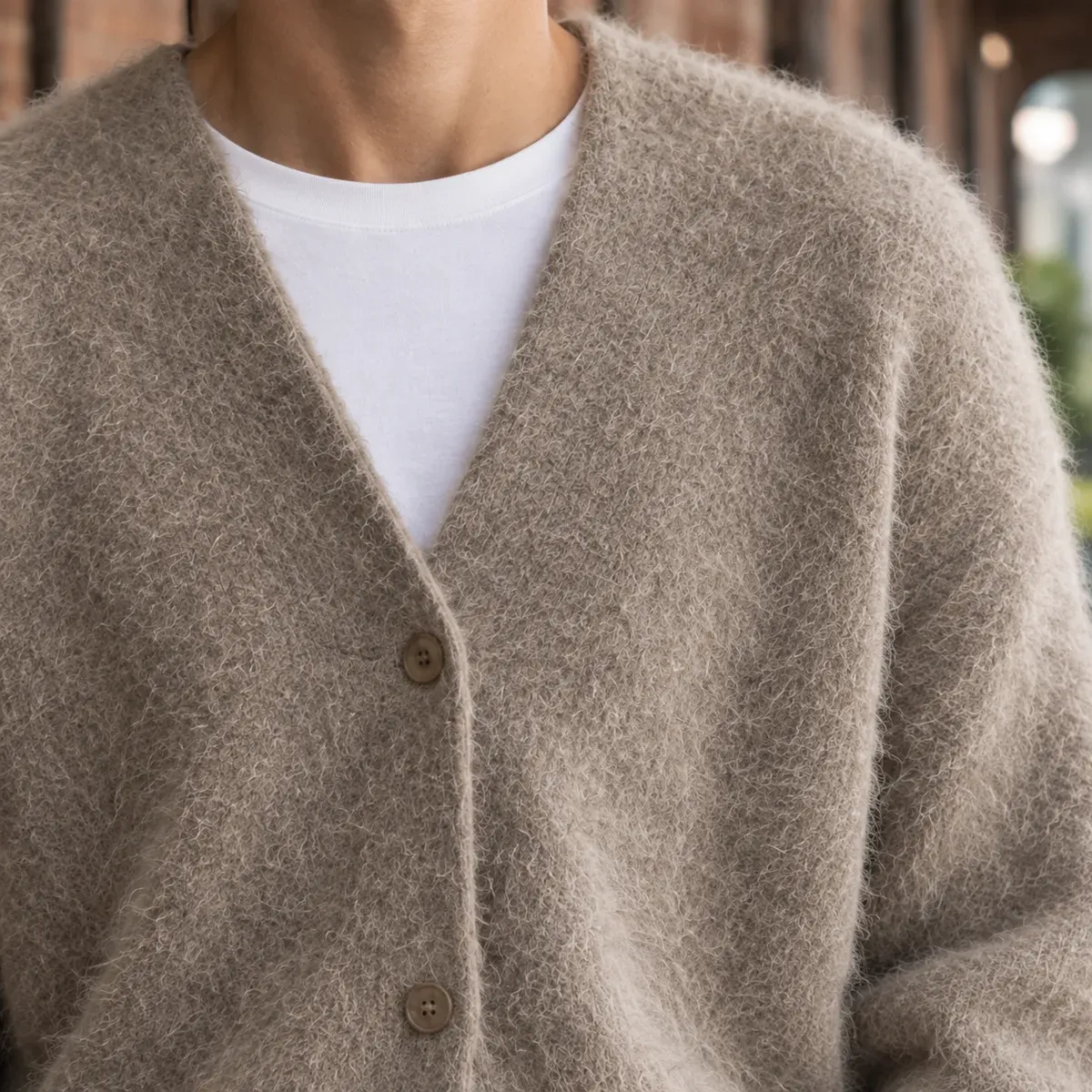 Lysander Fuzzy Cardigan — detail