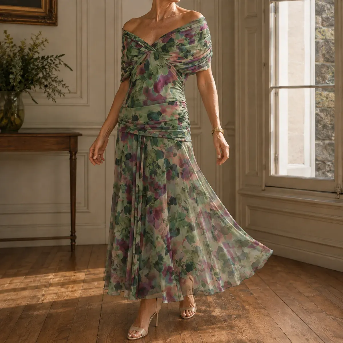 Lydia-Hope Wrap Maxi Dress in Green