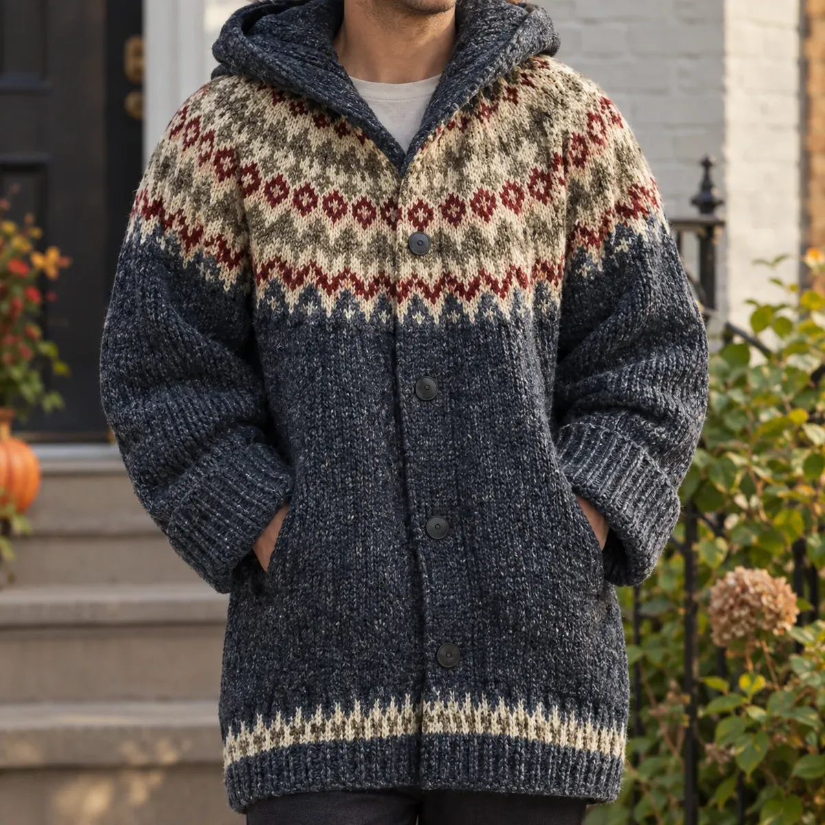 Edmund Hooded Cardigan — gallery photograph 1