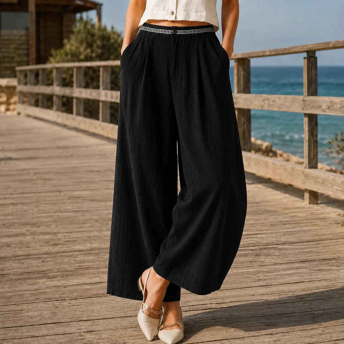 Ingrid Wide Leg Pants in Black