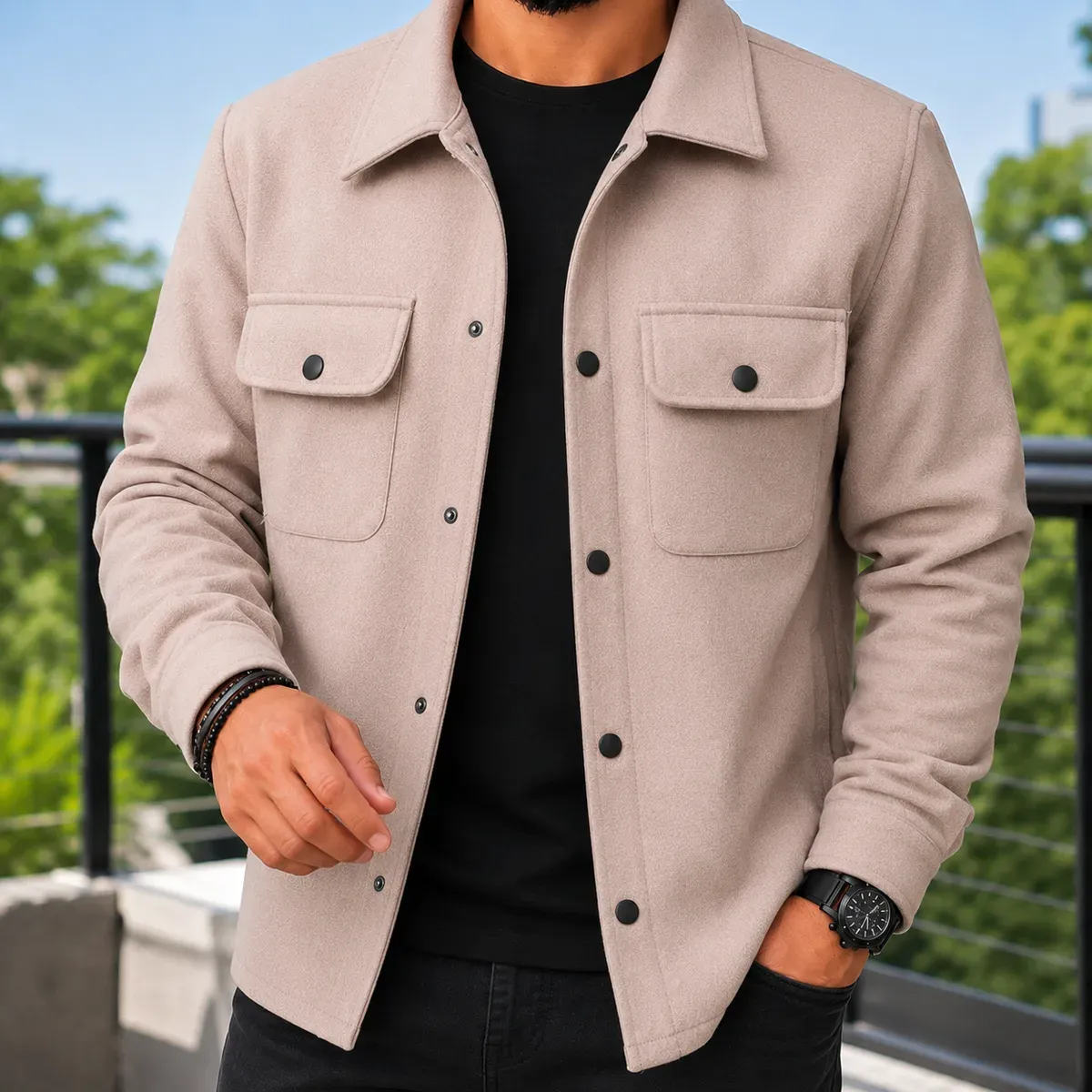 Maxim Utility Jacket in Dark Beige