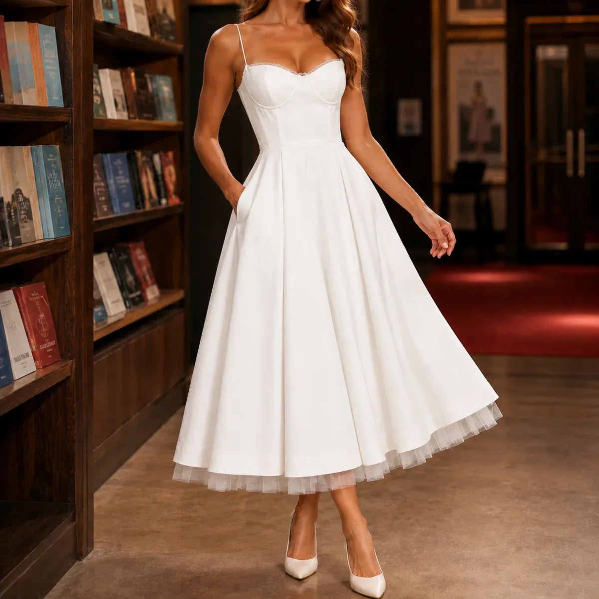 Tamsin-Skye Corset Midi Dress in White