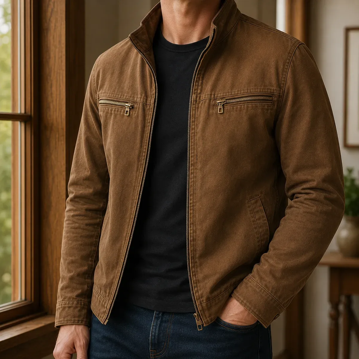Theo Military Jacket in Brown
