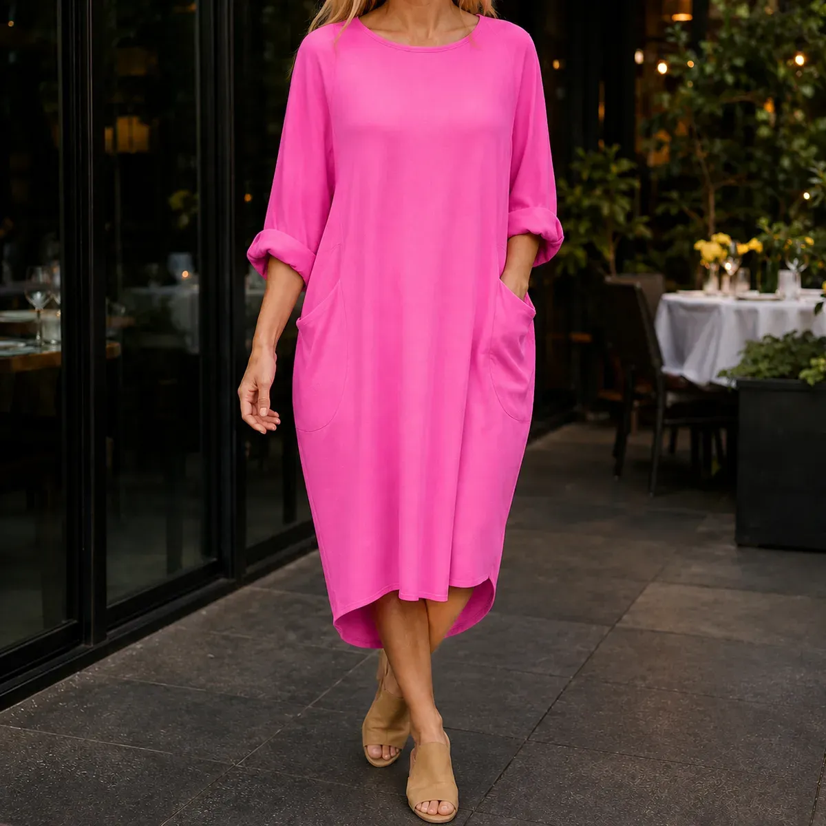 Greta-Marie Cocoon Pocket Dress in Pink