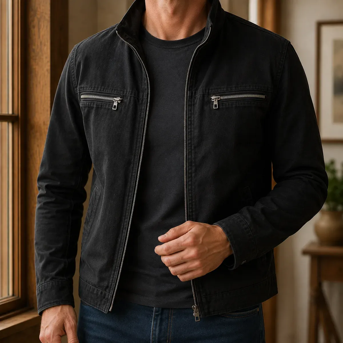 Theo Military Jacket in Black