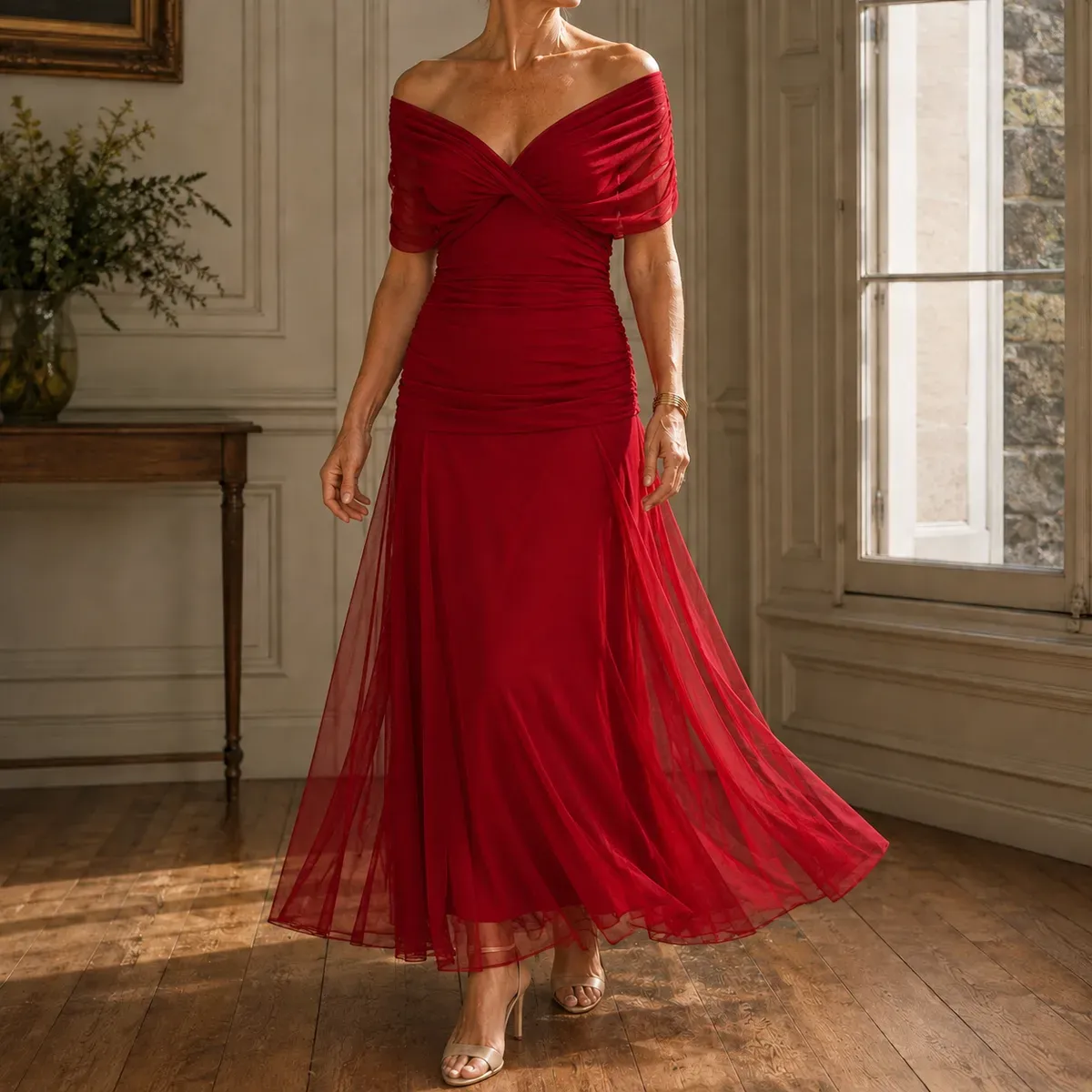 Lydia-Hope Wrap Maxi Dress in Red